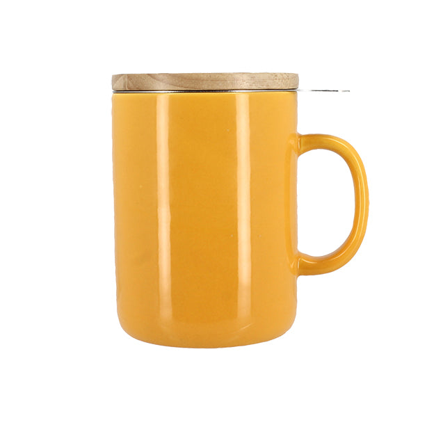TISANIÈRE ANNA 350ML EN GRÈS JAUNE COUVERCLE EN HEVEA – Café et thé – HygiRéa