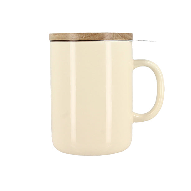 TISANIÈRE ANNA 350ML EN GRÈS CRÈME COUVERCLE EN HEVEA – Café et thé – HygiRéa