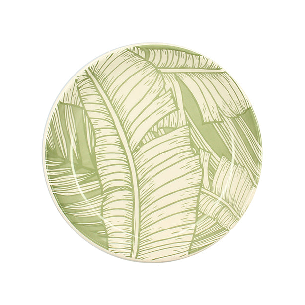 ASSIETTE CREUSE LEAVES 20.5CM EN GRÈS VERT – Assiette – HygiRéa