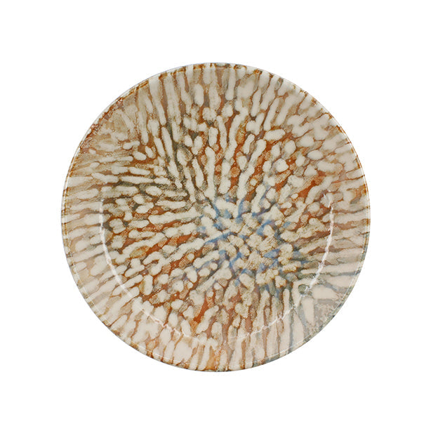 ASSIETTE CREUSE AMBRE 20.5CM EN GRÈS MARRON ET BEIGE – Assiette – HygiRéa