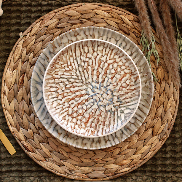 ASSIETTE DESSERT AMBRE 20CM EN GRÈS MARRON ET BEIGE – Assiette – HygiRéa