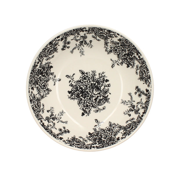 ASSIETTE CREUSE FLORALI 20.5CM EN GRÈS DÉCOR NOIR – Assiette – HygiRéa