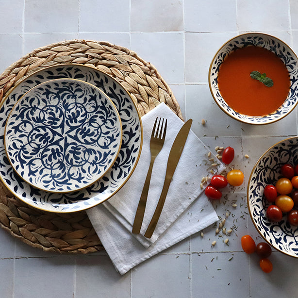 COUPELLE HÉRACLÉE 500ML EN GRÈS DÉCOR BLEU – Complément table – HygiRéa