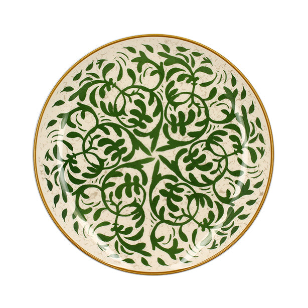 ASSIETTE PLATE HÉRACLÉE 27CM EN GRÈS DÉCOR VERT – Assiette – HygiRéa