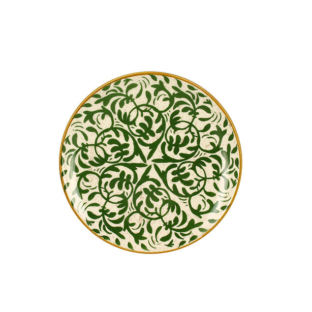 ASSIETTE DESSERT HÉRACLÉE 19CM EN GRÈS DÉCOR VERT – Assiette – HygiRéa