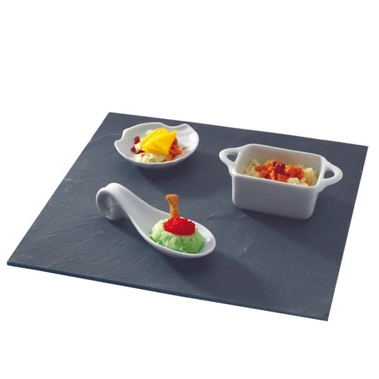 ASSIETTE ARDOISE CARRE 25X25CM NATURELLE – Assiette – HygiRéa