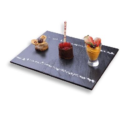 ASSIETTE ARDOISE RECTANGULAIRE NATURELLE 40X30CM – Assiette – HygiRéa