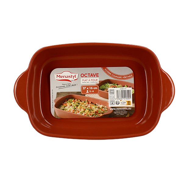 PLAT À FOUR OCTAVE RECTANGLE 27X16.5CM 1.1L EN GRÈS TERRACOTTA – Cuisson au four – HygiRéa