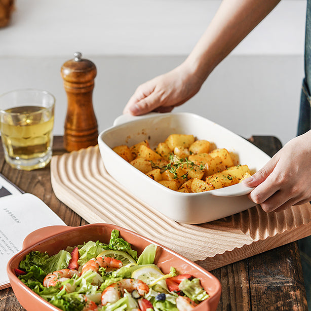 PLAT À FOUR OCTAVE RECTANGLE 33X20CM 2.2L EN GRÈS BEIGE – Cuisson au four – HygiRéa