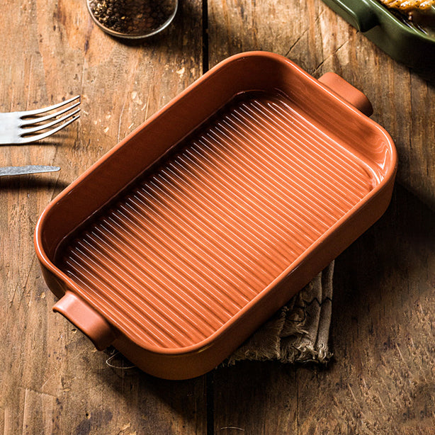 PLAT À FOUR GRILLE OCTAVE RECTANGLE 26.5X15 CM EN GRÈS TERRACOTTA – Cuisson au four – HygiRéa