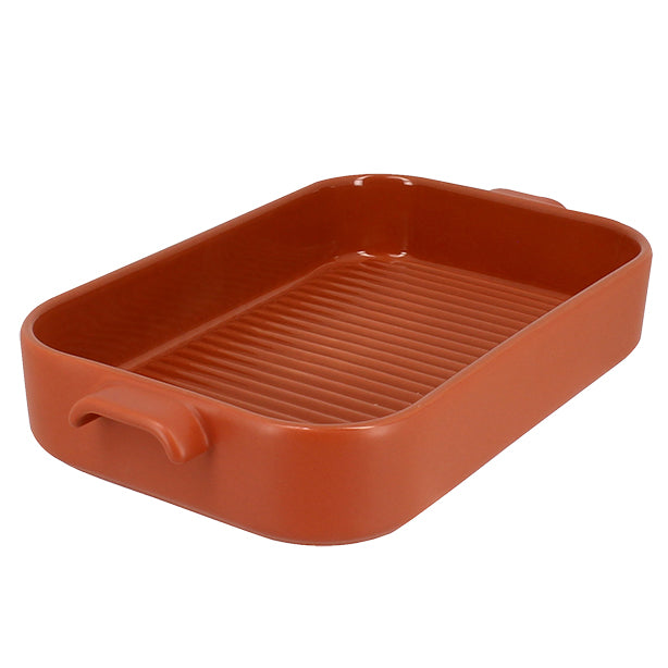 PLAT À FOUR GRILLE OCTAVE RECTANGLE 26.5X15 CM EN GRÈS TERRACOTTA – Cuisson au four – HygiRéa