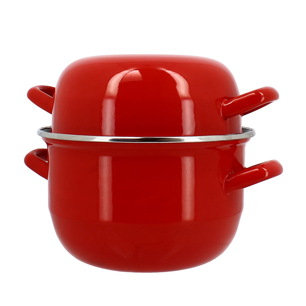 MARMITE À MOULES 18CM EN ACIER ÉMAILLÉ ROUGE – Cuisson spécifique – HygiRéa