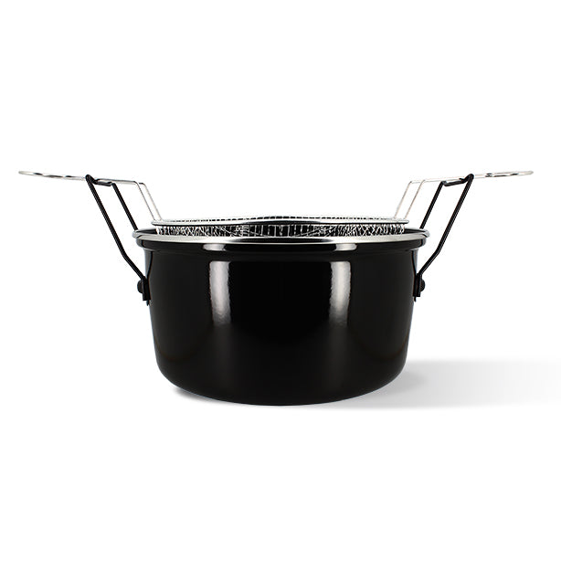 FRITEUSE DU NORD 28 CM EN ACIER EMAILLE NOIR AVEC PANIER – Cuisson spécifique – HygiRéa