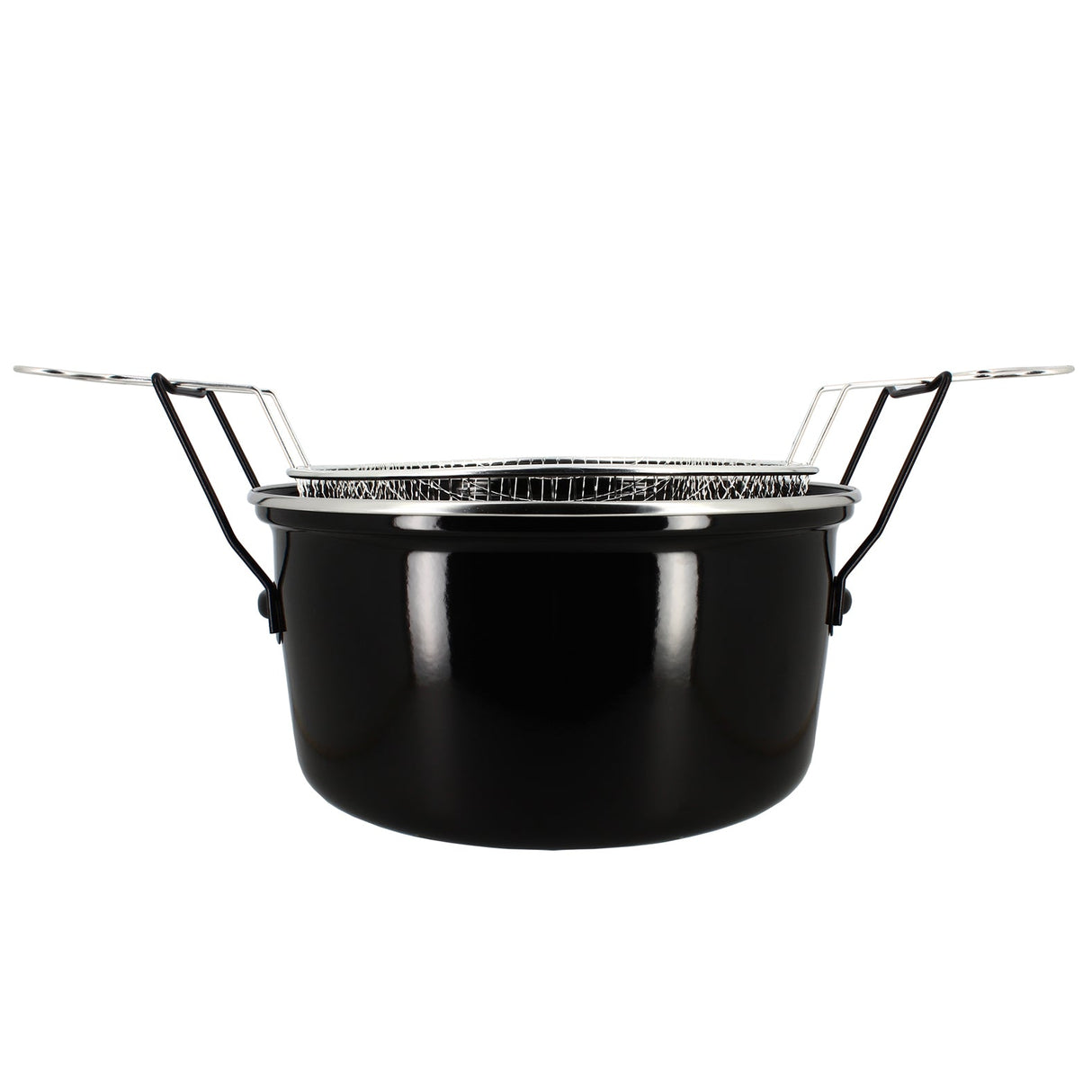 FRITEUSE DU NORD 28 CM EN ACIER EMAILLE NOIR AVEC PANIER – Cuisson spécifique – HygiRéa