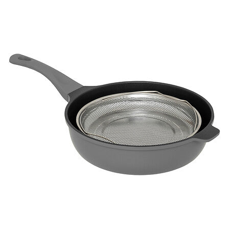 Sauteuse avec panier et ustensile 28 cm fonte d'aluminium gris
