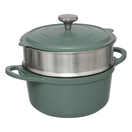 Cocotte avec panier et ustensile 24 cm fonte d'aluminium vert