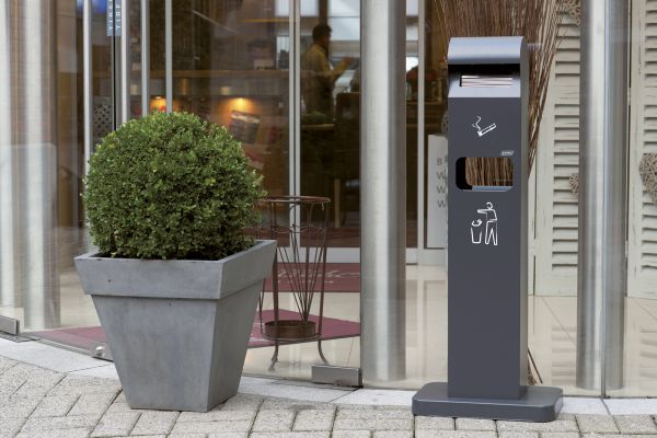 Cendrier sur pied avec corbeille 2L/8L – Cendrier Totem et Collecteur – HygiRéa