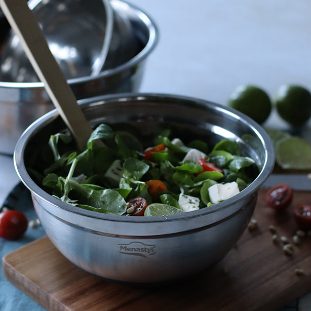 BOL À MÉLANGER EN ACIER INOXYDABLE 18CM 1.3L ANTI DÉRAPANT – Préparation culinaire – HygiRéa