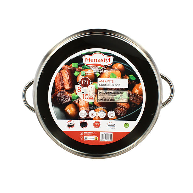 MARMITE 17L 32CM EN ACIER INOXYDABLE AVEC COUVERCLE EN VERRE – Faitout, traiteur et marmite – HygiRéa