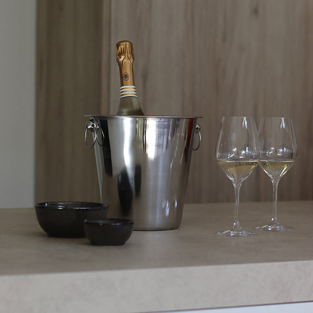 SEAU À CHAMPAGNE EN ACIER INOXYDABLE AVEC POIGNÉES – Accessoire du bar – HygiRéa