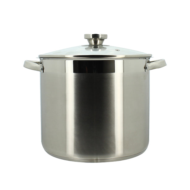 MARMITE 9L 24CM EN ACIER INOXYDABLE AVEC COUVERCLE EN VERRE – Faitout, traiteur et marmite – HygiRéa