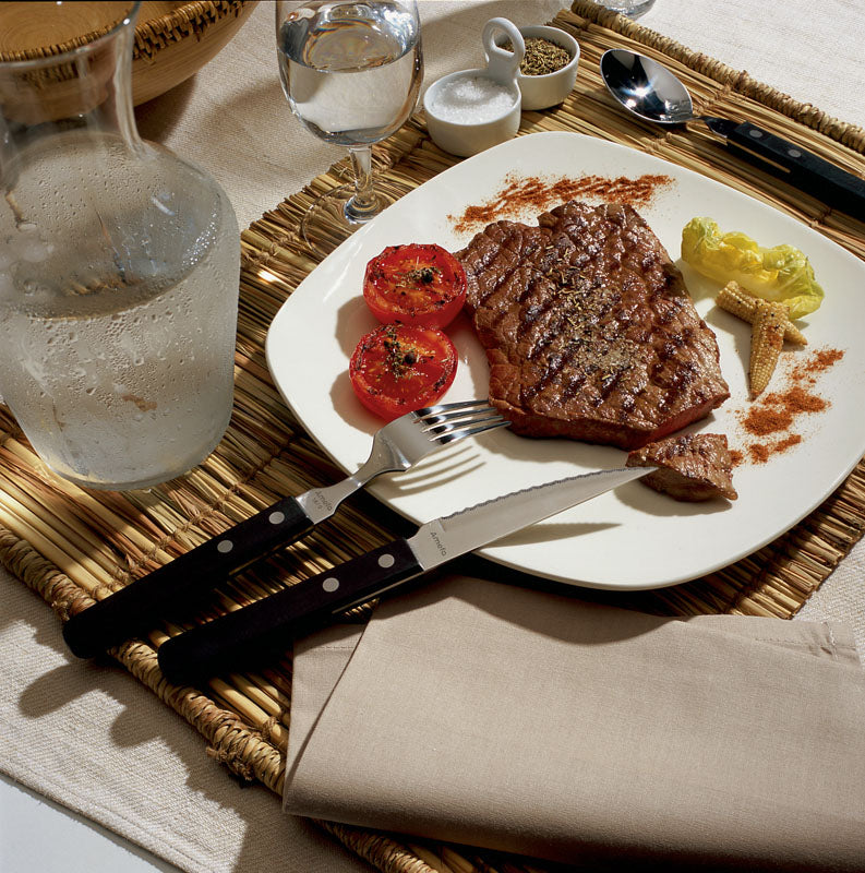 COUTEAU STEAK PIZZA NOIR 21,2CM INOX – Couvert – HygiRéa