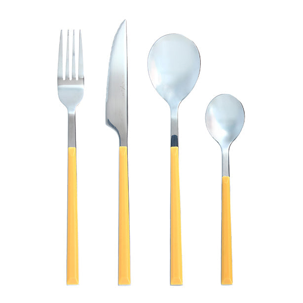 MÉNAGÈRE COLORAMA 24 PIÈCES EN ACIER INOXYDABLE SAFRAN – Couvert – HygiRéa