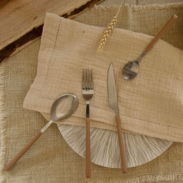 MÉNAGÈRE COLORAMA 24 PIÈCES EN ACIER INOXYDABLE NOISETTE – Couvert – HygiRéa