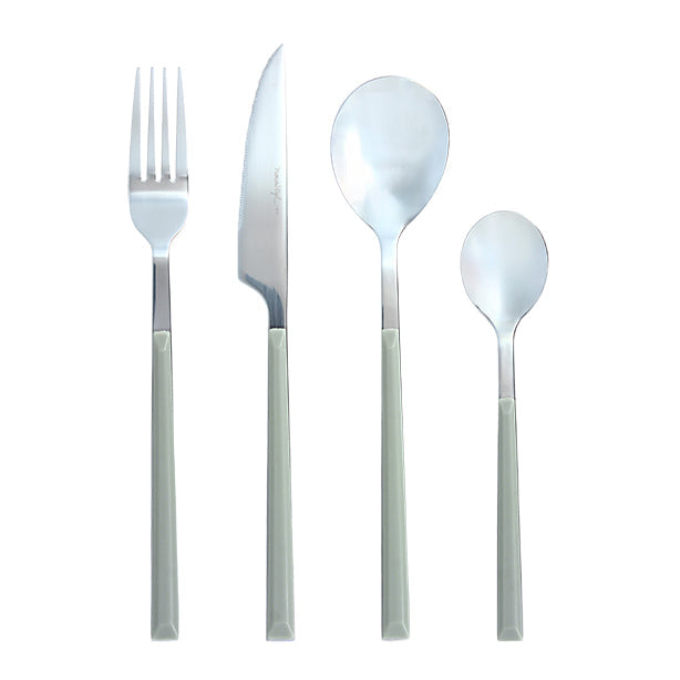 MÉNAGÈRE COLORAMA 24 PIÈCES EN ACIER INOXYDABLE CELADON – Couvert – HygiRéa