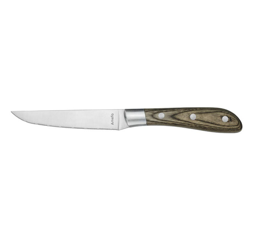 COUTEAU A STEAK ACHILLE 23CM MANCHE BOIS – Couvert – HygiRéa