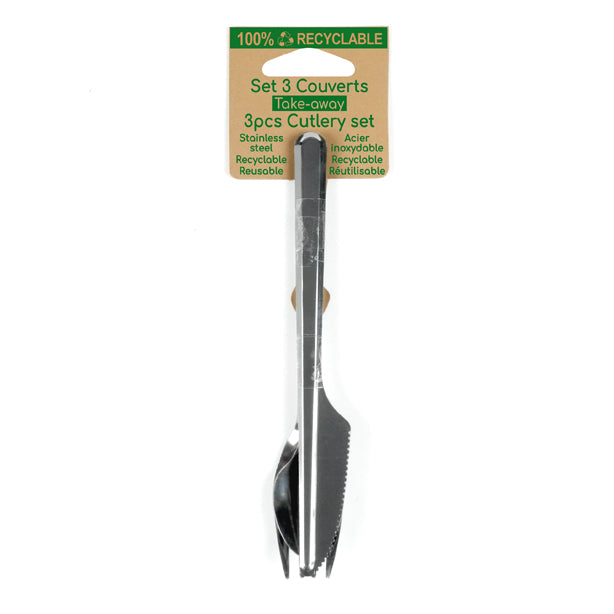 SET DE 3 PIÈCES COUVERT LEAVES ACIER INOXYDABLE EN CRAVATE DE 18 SETS – Couvert – HygiRéa