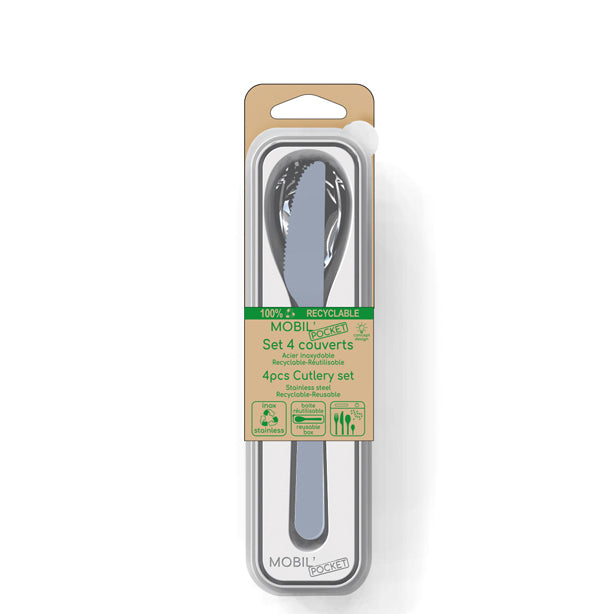 SET DE 4 PIÈCES COUVERT MOBIL POCKET EN ACIER INOXYDABLE – Couvert – HygiRéa