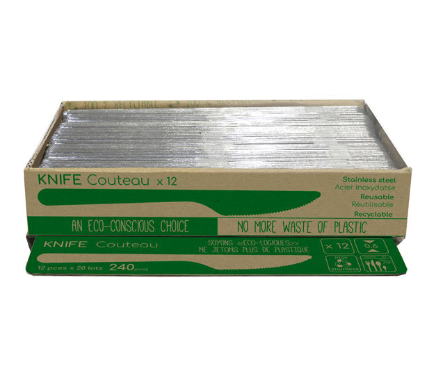 LOT DE 12 COUTEAUX SLIM 18.8CM EN INOX – Couvert – HygiRéa