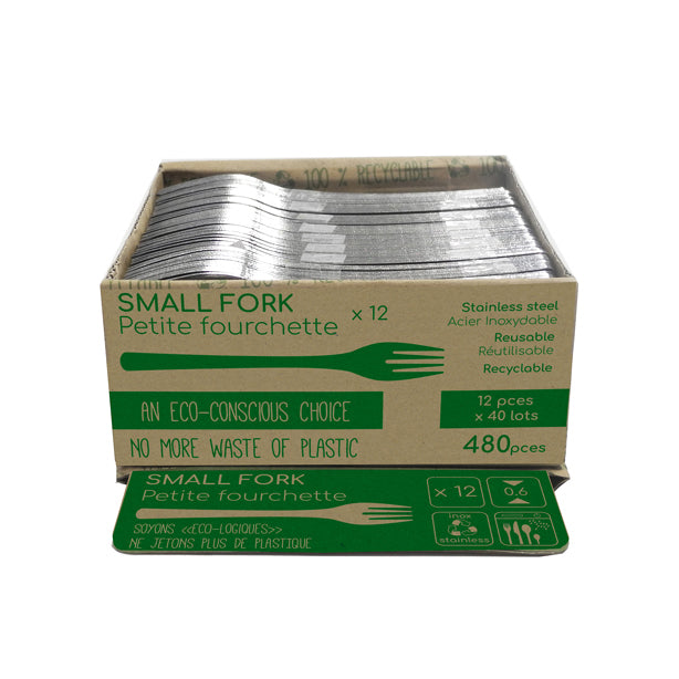 LOT DE 12 FOURCHETTES A DESSERT SLIM 12CM EN INOX – Couvert – HygiRéa