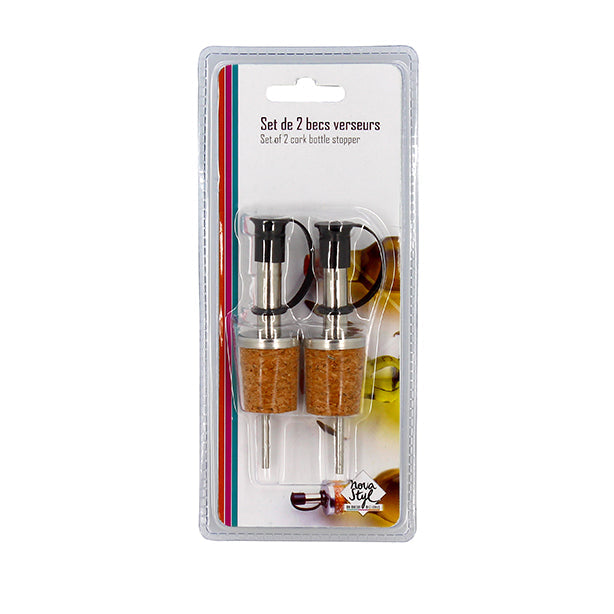 LOT 2 BOUCHONS VERSEUR ANTI-GOUTTE EN LIÈGE EN CRAVATE DE 8 SETS – Accessoire du vin – HygiRéa