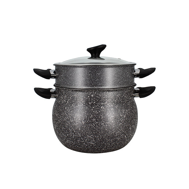 COUSCOUSSIER INDUCTION 9L EN ALUMINIUM EFFET MARBRE AVEC COUVERCLE – Faitout, traiteur et marmite – HygiRéa