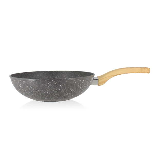 WOK CANNELLE 28 CM AVEC POIGNÉES EN BOIS CLAIR – Poêle, poêlon et sauteuse – HygiRéa