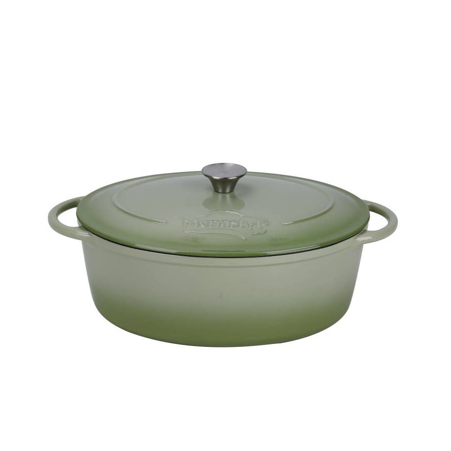 COCOTTE COLETTE OVALE 6.5L 33X25CM EN FONTE ÉMAILLÉ VERT – Faitout, traiteur et marmite – HygiRéa