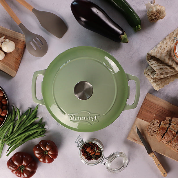 COCOTTE COLETTE RONDE 7L 29CM EN FONTE ÉMAILLÉ VERT – Faitout, traiteur et marmite – HygiRéa