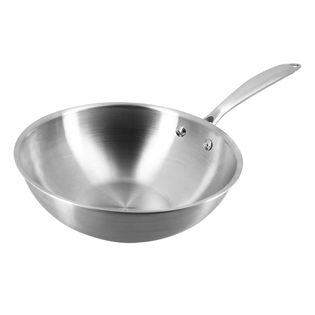 WOK TRIPLY 24CM EN ACIER INOXYDABLE FABRIQUÉ EN FRANCE – Poêle, poêlon et sauteuse – HygiRéa
