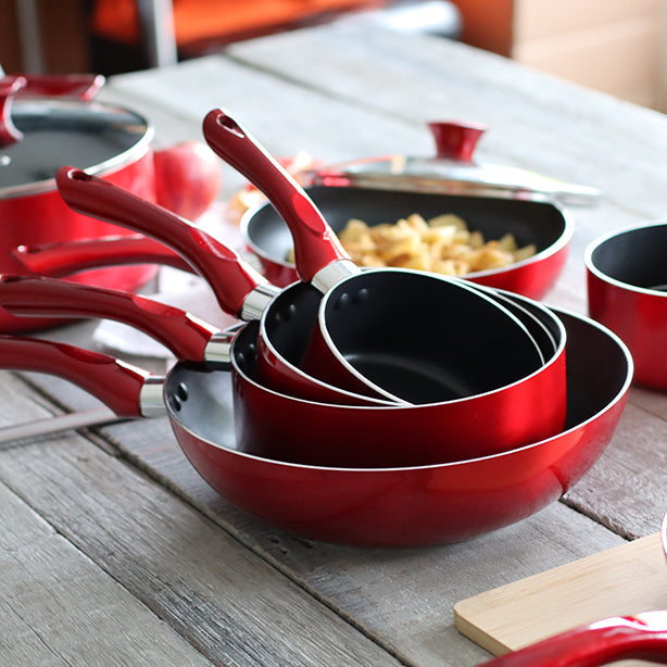 WOK EN ALUMINIUM 28CM CERISE COMPATIBLE INDUCTION – Poêle, poêlon et sauteuse – HygiRéa