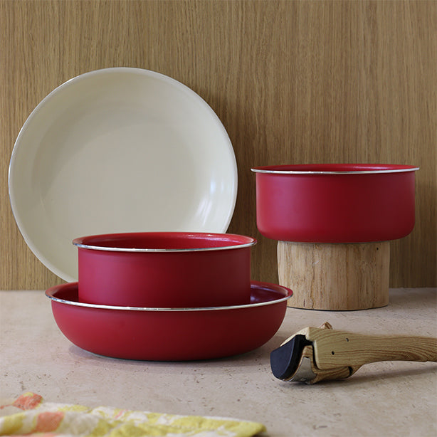 SET DE 5 PIÈCES CUISSON EN ALUMINIUM RECYCLÉ MAGENTA – Lot et batterie de cuisine – HygiRéa