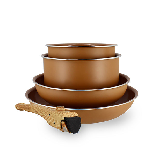 SET DE 5 PIÈCES CUISSON EN ALUMINIUM RECYCLÉ NOISETTE – Lot et batterie de cuisine – HygiRéa