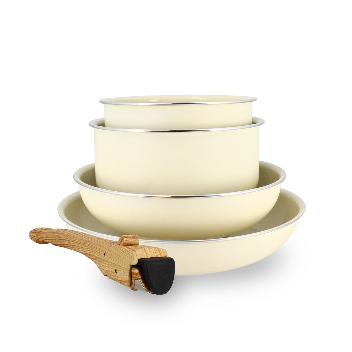 SET DE 5 PIÈCES CUISSON EN ALUMINIUM RECYCLÉ CREME – Lot et batterie de cuisine – HygiRéa