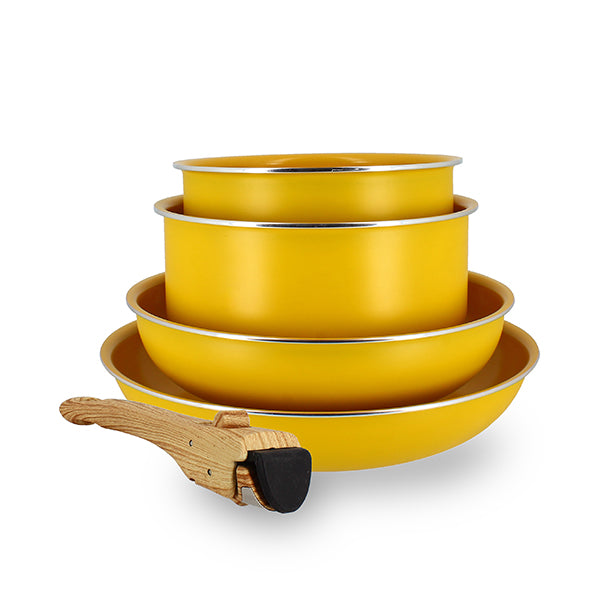 SET DE 5 PIÈCES CUISSON EN ALUMINIUM RECYCLÉ SAFRAN – Lot et batterie de cuisine – HygiRéa