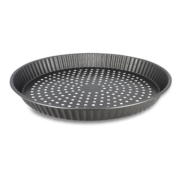 MOULE À TARTE PERFORÉ AMANDINE 30CM EN ACIER INOX ANTI ADHÉSIF – Cuisson au four – HygiRéa