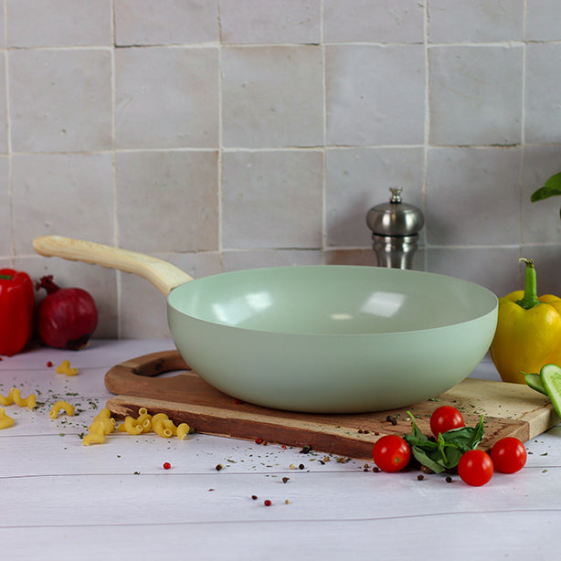 WOK CELADON 28CM EN ALUMINIUM RECYCLÉ INDUCTION – Poêle, poêlon et sauteuse – HygiRéa