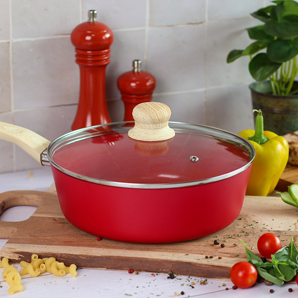 SAUTEUSE MAGENTA 24CM EN ALUMINIUM RECYCLÉ COUVERCLE EN VERRE – Poêle, poêlon et sauteuse – HygiRéa