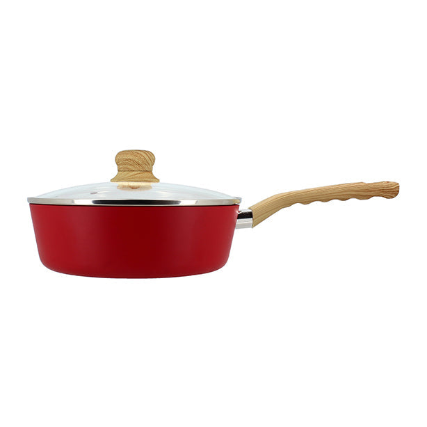 SAUTEUSE MAGENTA 24CM EN ALUMINIUM RECYCLÉ COUVERCLE EN VERRE – Poêle, poêlon et sauteuse – HygiRéa