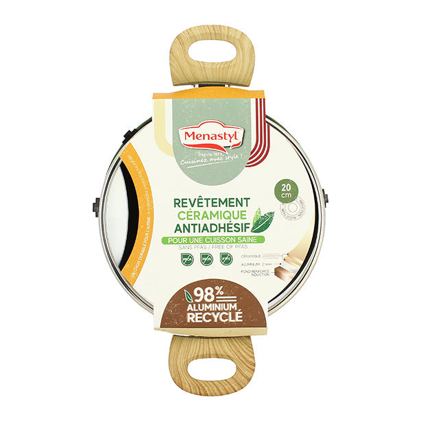 FAITOUT OLIVE 20CM ALUMINIUM RECYCLÉ AVEC COUVERCLE EN VERRE – Faitout, traiteur et marmite – HygiRéa